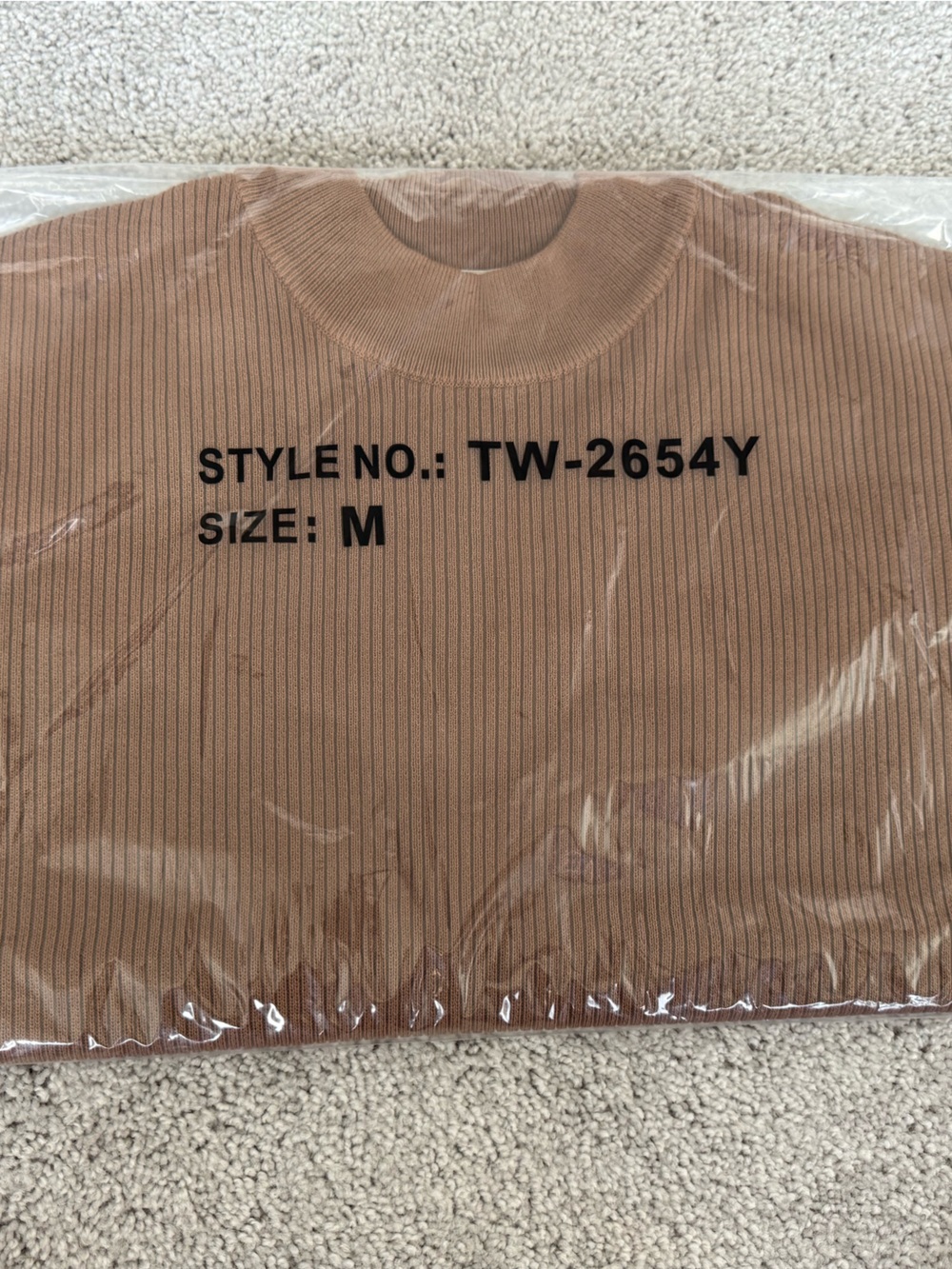 Zenana Women’s NWT Ribbed Mock-Neck Short Sleeve Sweater - Deep Camel | M&L - Picture 6 of 7